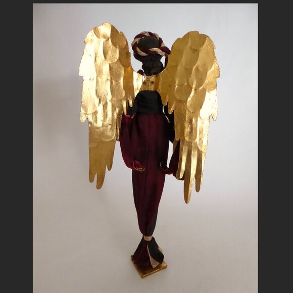VINTAGE 19” CHRISTMAS ANGEL GOLD WINGS HOLIDAY FIGURE STATUE - Picture 5 of 11